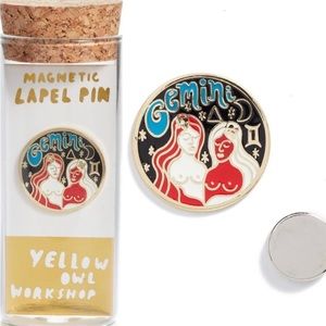 NWT Yellow Owl Workshop Gemini Twins Magnetic Lapel Pin